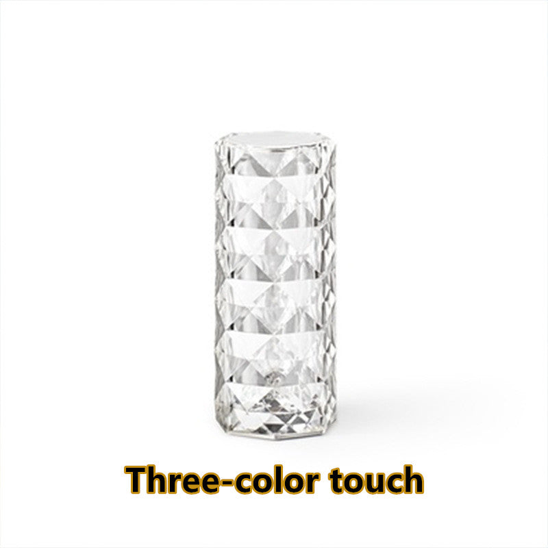 Rose Diamond USB Night Light - Nordic Crystal Touch-Dimming Table Lamp for Bedroom Decor & Atmosphere Projector